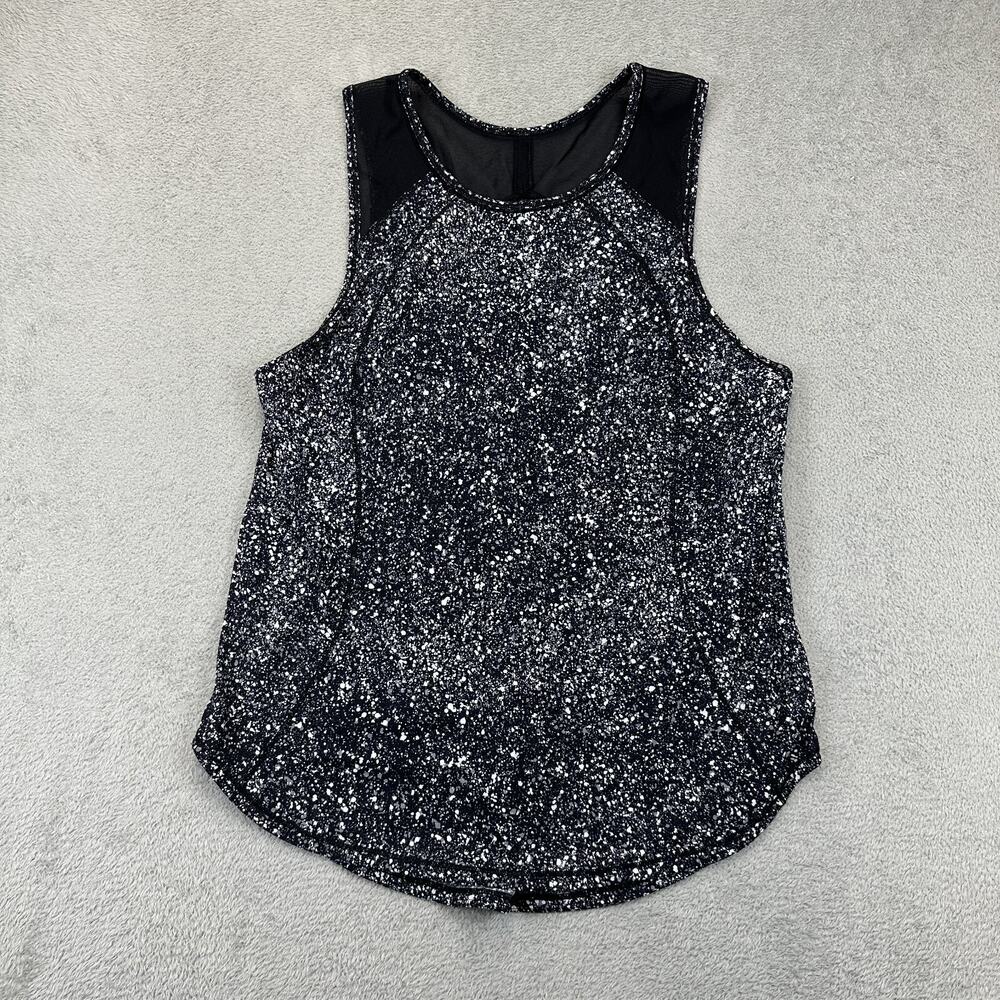 Lululemon Women’s Size 6 Black White Sculpt Tank Top Back Vent Gym Running